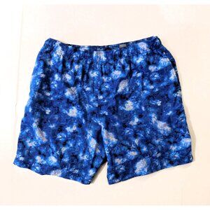 Perry Ellis America Active Swim Shorts Mens XL Blue Abstract Mesh Lining Nylon